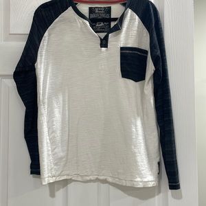 Blue and white baseball tee